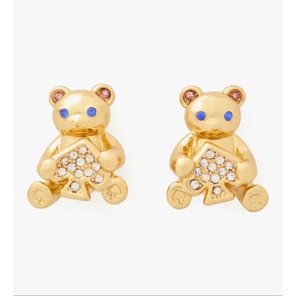Kate Spade NEW Oh what Fun Spade Teddy Bear stud earrings